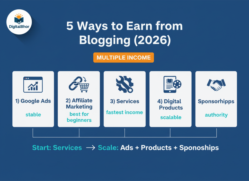 Blog कैसे शुरू करें और पैसे कैसे कमाएं infographic