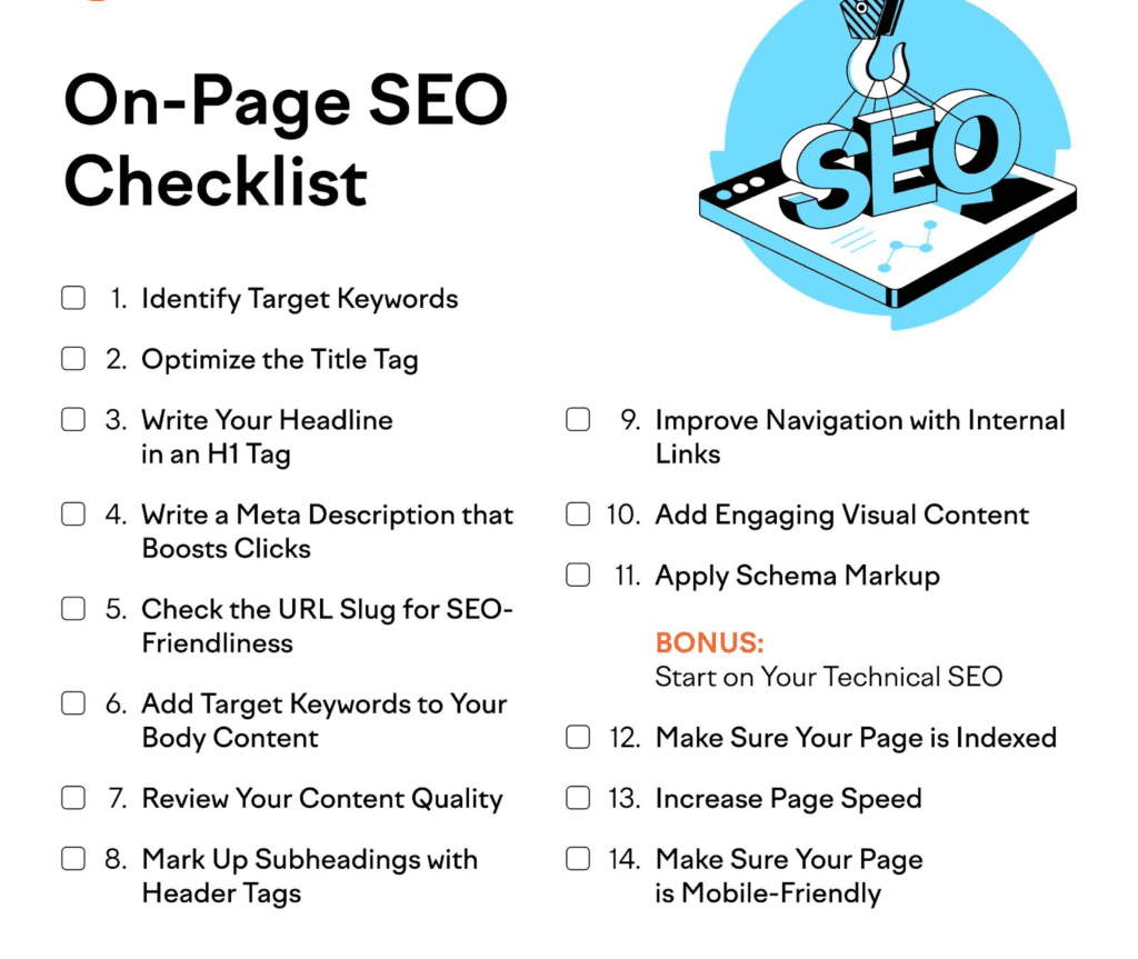 on-page SEO checklist website optimization